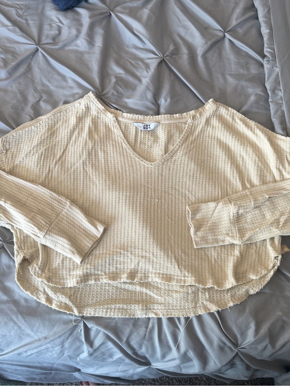 Joylab cream waffle knit long sleeve crop top size medium
